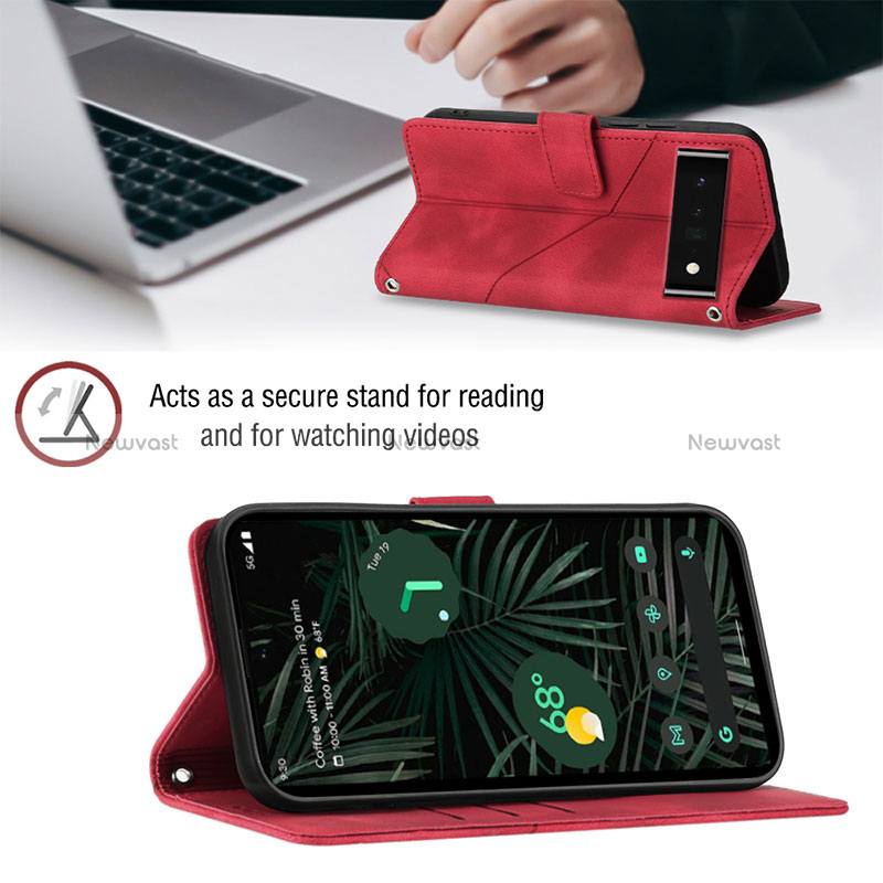 Leather Case Stands Flip Cover Holder Y03B for Google Pixel 6 Pro 5G