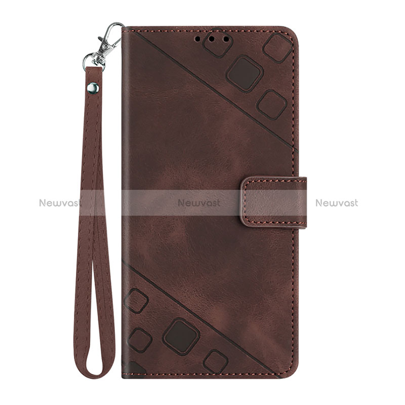 Leather Case Stands Flip Cover Holder Y03B for Google Pixel 6 Pro 5G Brown
