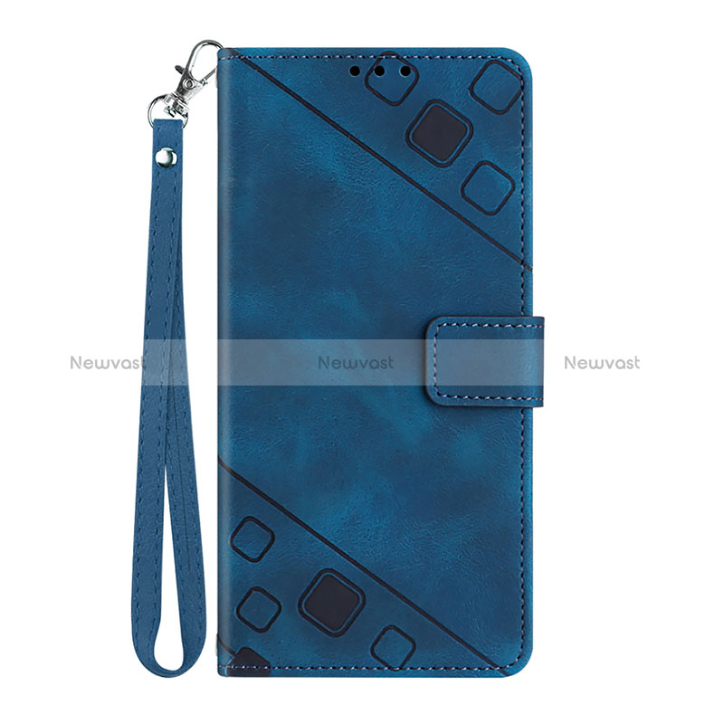 Leather Case Stands Flip Cover Holder Y03B for Google Pixel 7 Pro 5G Blue