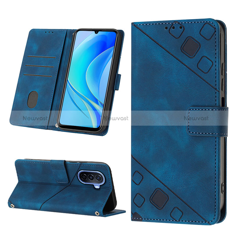 Leather Case Stands Flip Cover Holder Y03B for Huawei Nova Y70