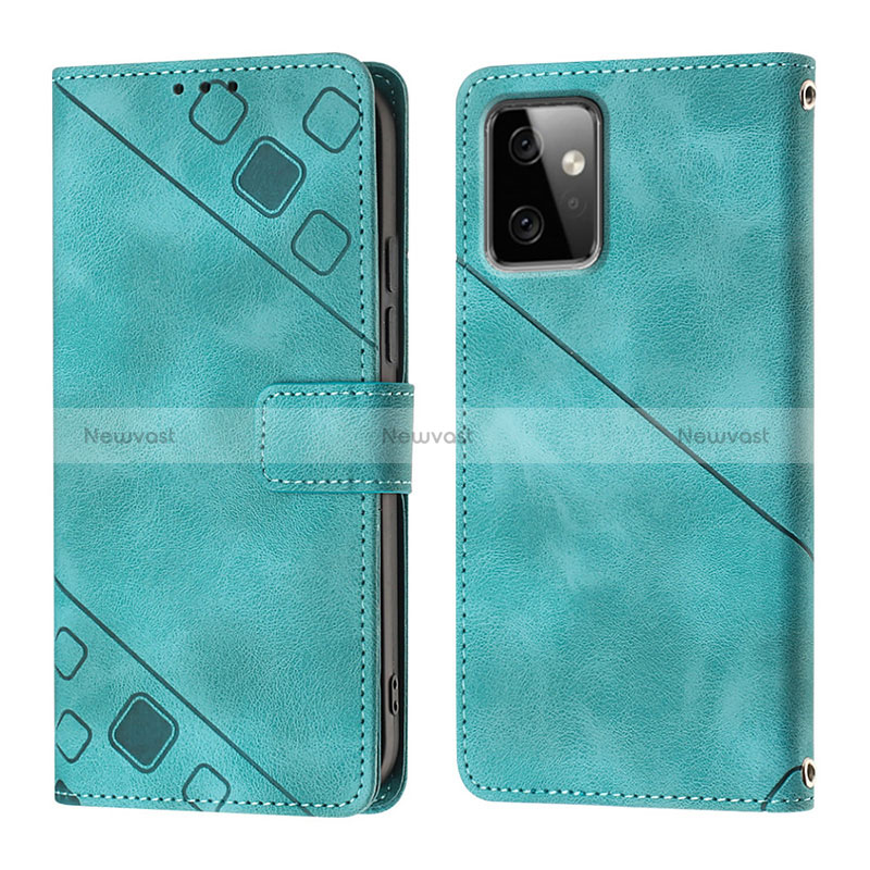 Leather Case Stands Flip Cover Holder Y03B for Motorola Moto G Power 5G (2023) Green