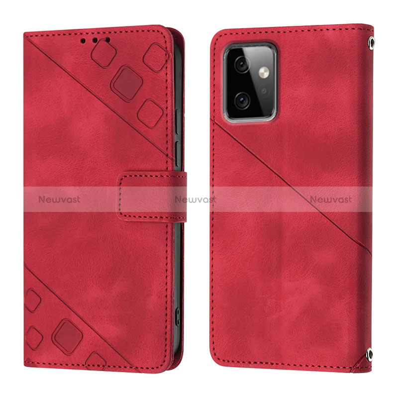 Leather Case Stands Flip Cover Holder Y03B for Motorola Moto G Power 5G (2023) Red