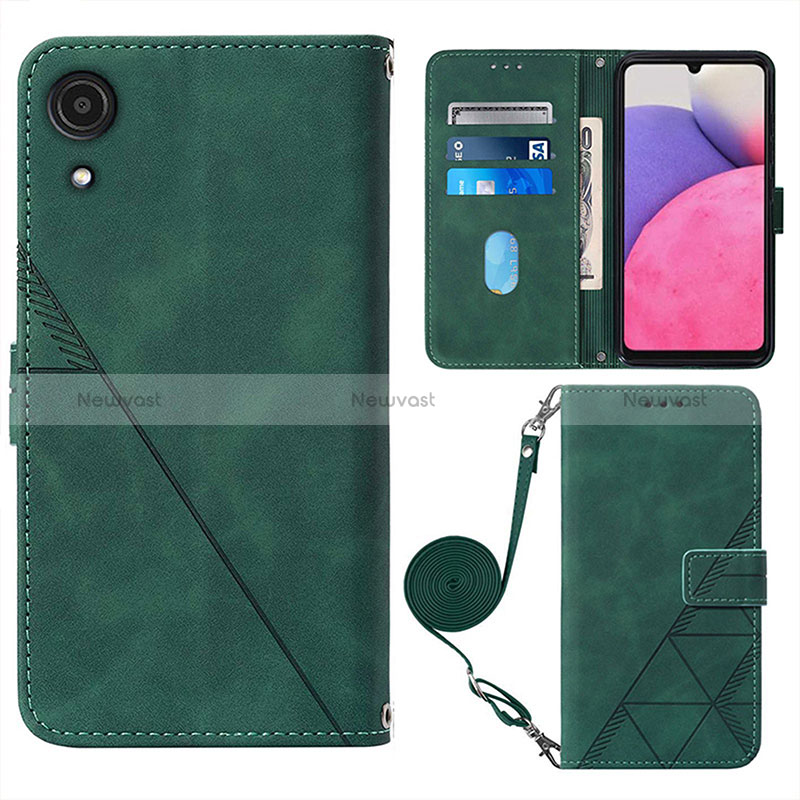 Leather Case Stands Flip Cover Holder Y03B for Samsung Galaxy A03 Core