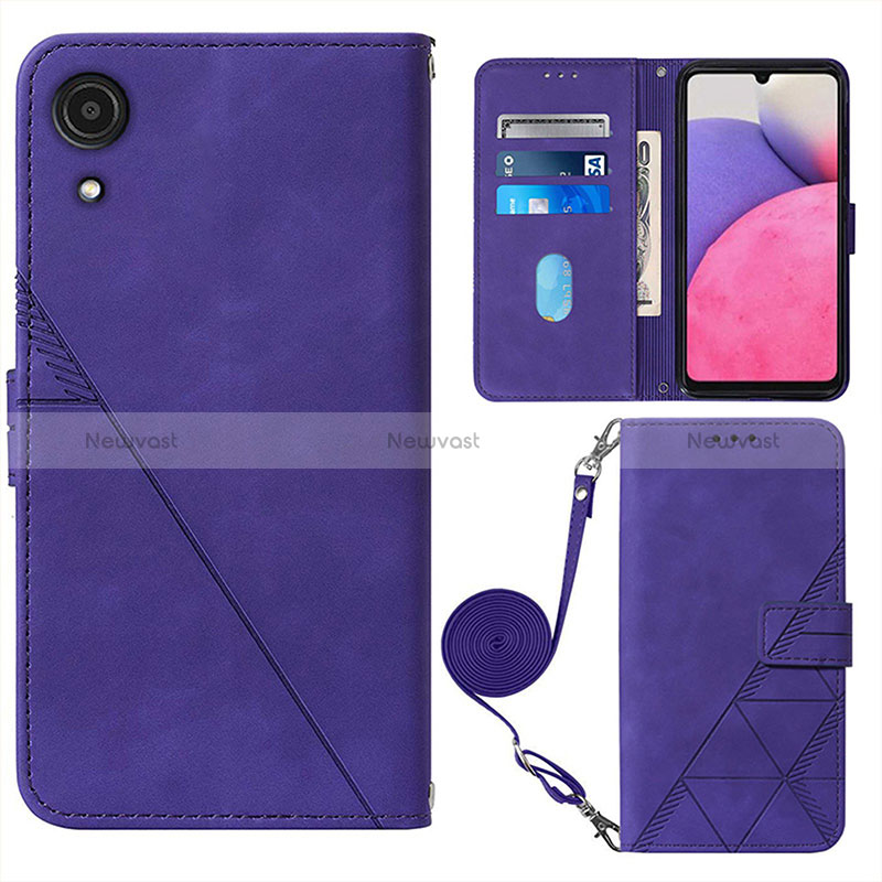 Leather Case Stands Flip Cover Holder Y03B for Samsung Galaxy A03 Core Purple