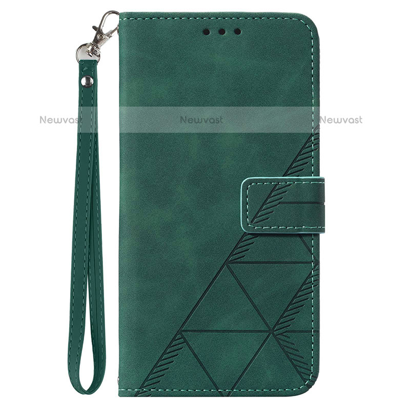 Leather Case Stands Flip Cover Holder Y03B for Samsung Galaxy F12 Green