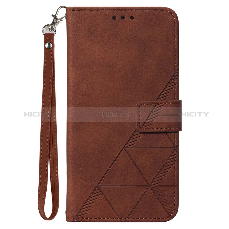 Leather Case Stands Flip Cover Holder Y03B for Samsung Galaxy F42 5G Brown