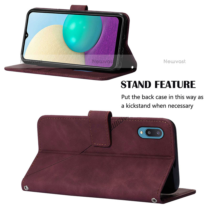 Leather Case Stands Flip Cover Holder Y03B for Samsung Galaxy M02