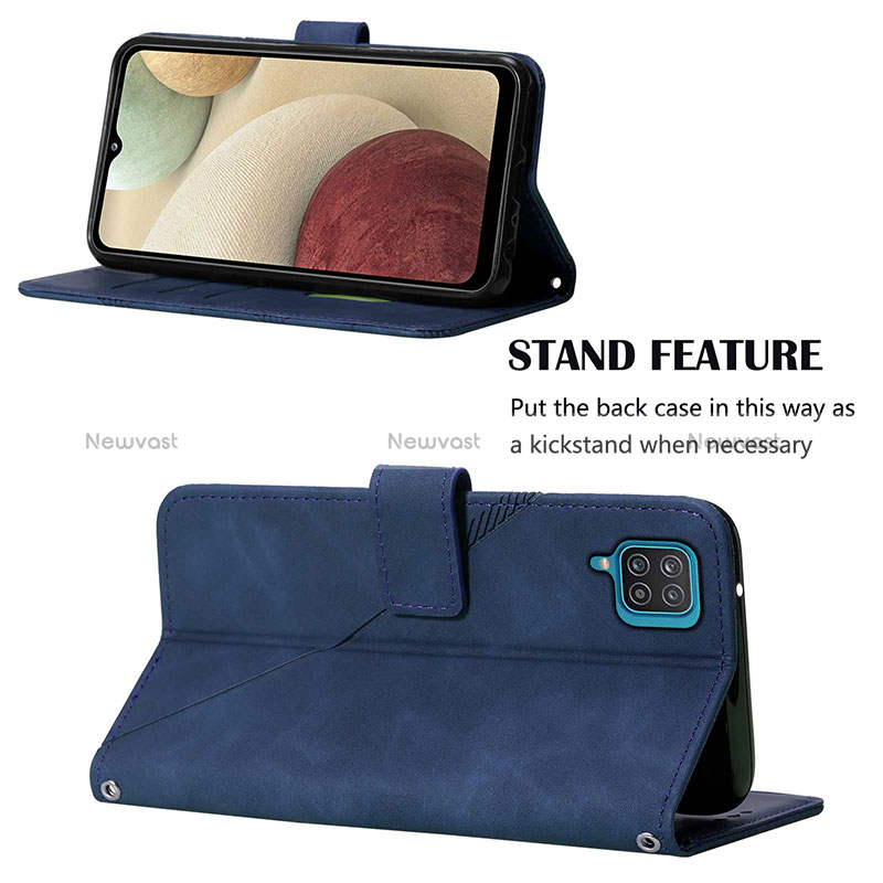 Leather Case Stands Flip Cover Holder Y03B for Samsung Galaxy M12