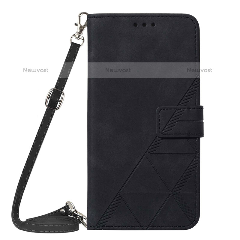 Leather Case Stands Flip Cover Holder Y03B for Samsung Galaxy M33 5G Black