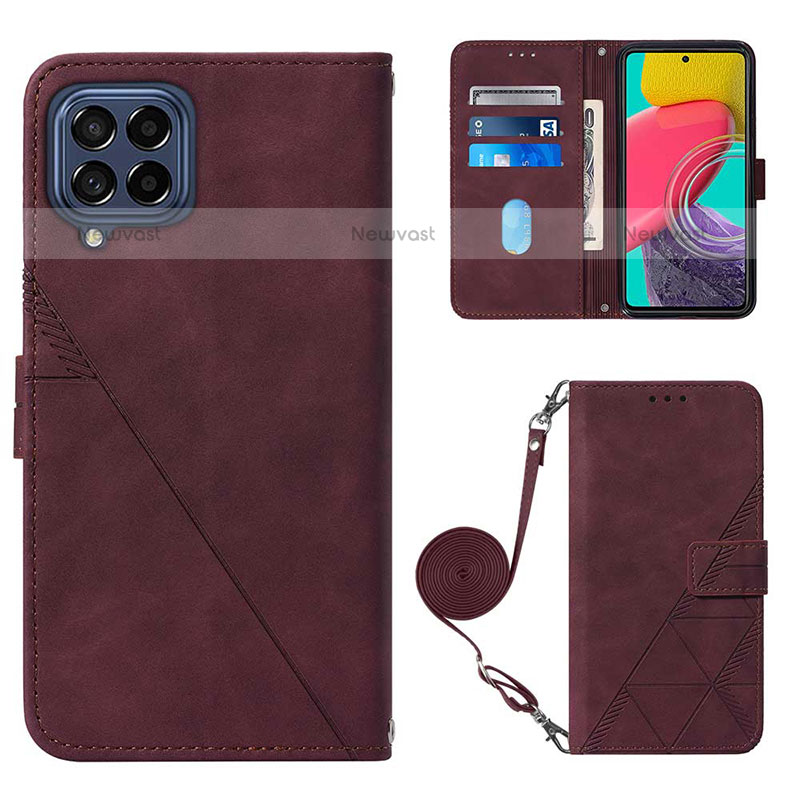 Leather Case Stands Flip Cover Holder Y03B for Samsung Galaxy M53 5G