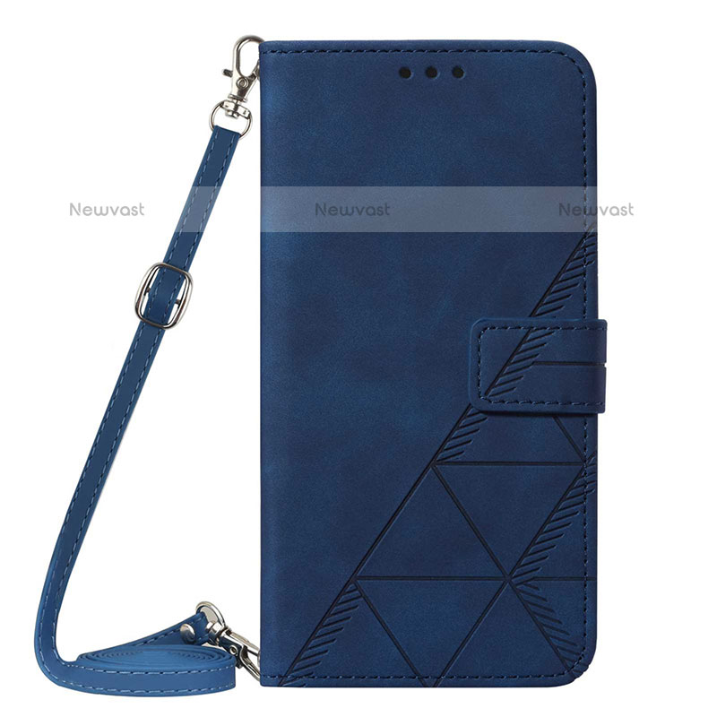 Leather Case Stands Flip Cover Holder Y03B for Samsung Galaxy M53 5G Blue