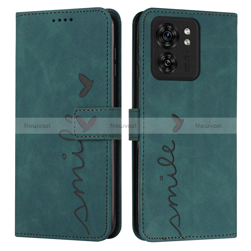 Leather Case Stands Flip Cover Holder Y03X for Motorola Moto Edge (2023) 5G Green