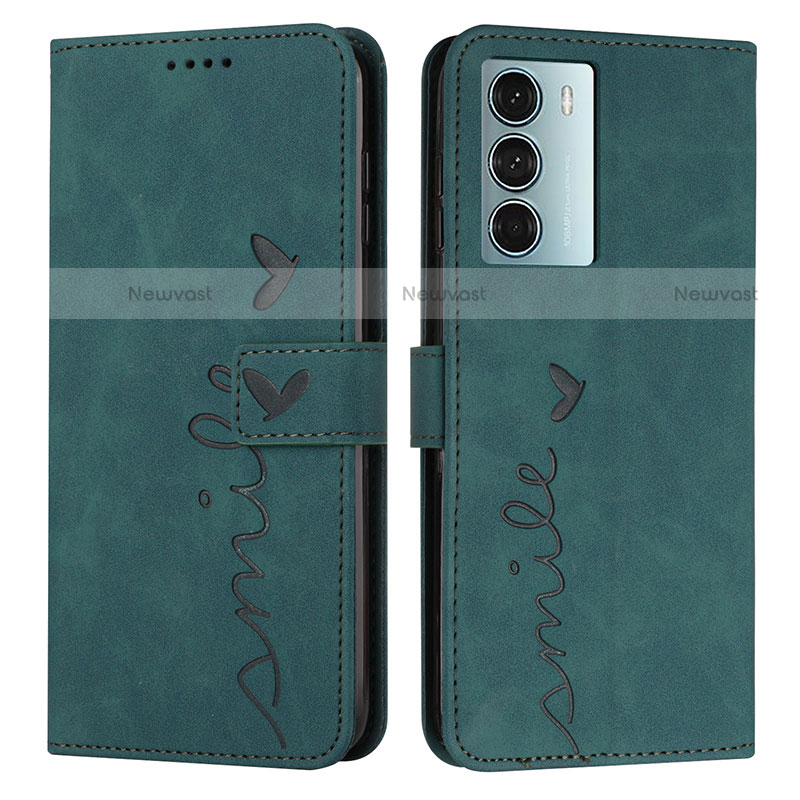 Leather Case Stands Flip Cover Holder Y03X for Motorola Moto Edge S30 5G Green