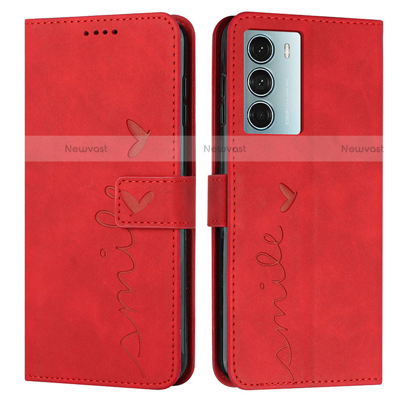 Leather Case Stands Flip Cover Holder Y03X for Motorola Moto Edge S30 5G Red