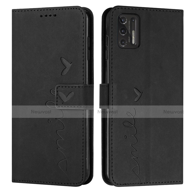 Leather Case Stands Flip Cover Holder Y03X for Motorola Moto G Stylus (2021) Black