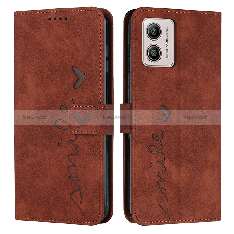 Leather Case Stands Flip Cover Holder Y03X for Motorola Moto G53 5G