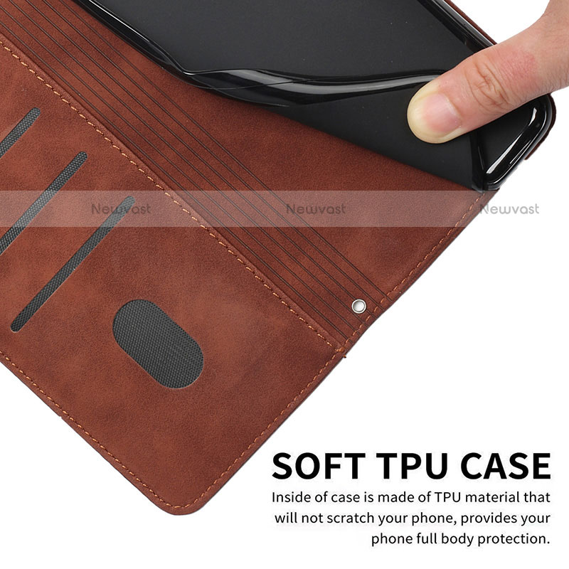 Leather Case Stands Flip Cover Holder Y03X for Motorola Moto G71 5G