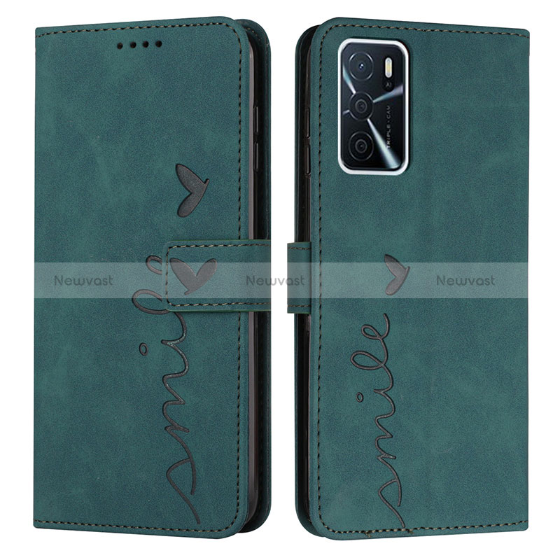 Leather Case Stands Flip Cover Holder Y03X for Oppo A16