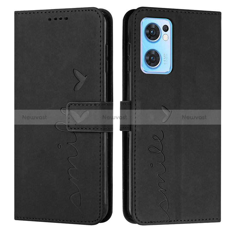 Leather Case Stands Flip Cover Holder Y03X for Oppo Find X5 Lite 5G Black