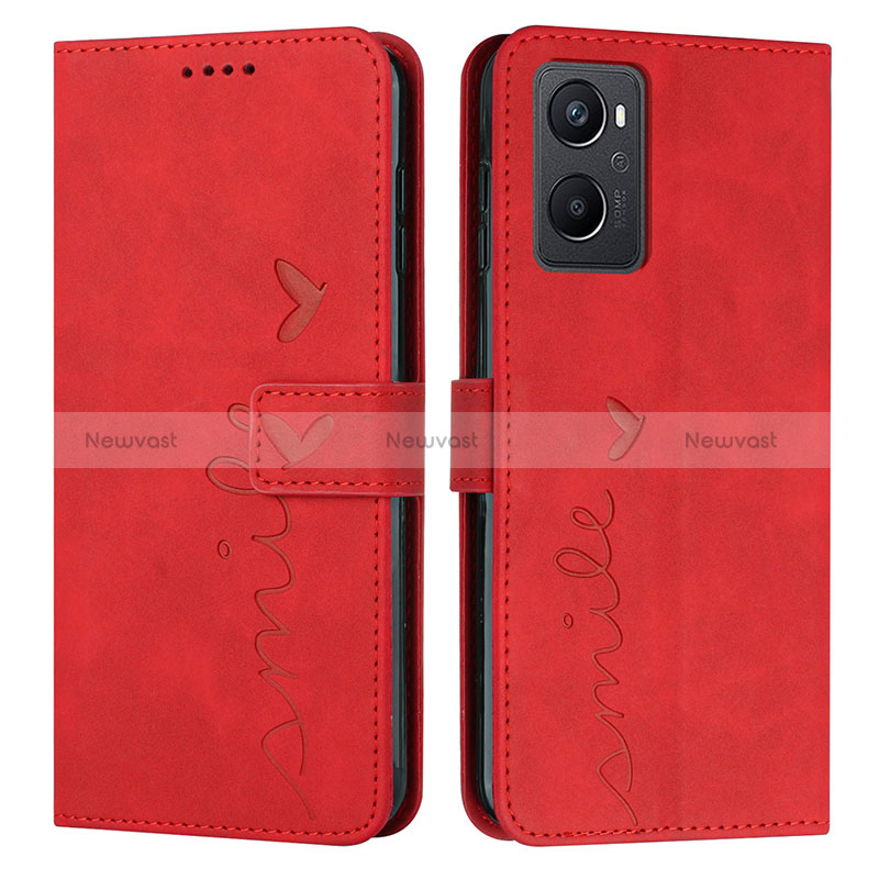 Leather Case Stands Flip Cover Holder Y03X for Oppo K10 4G Red