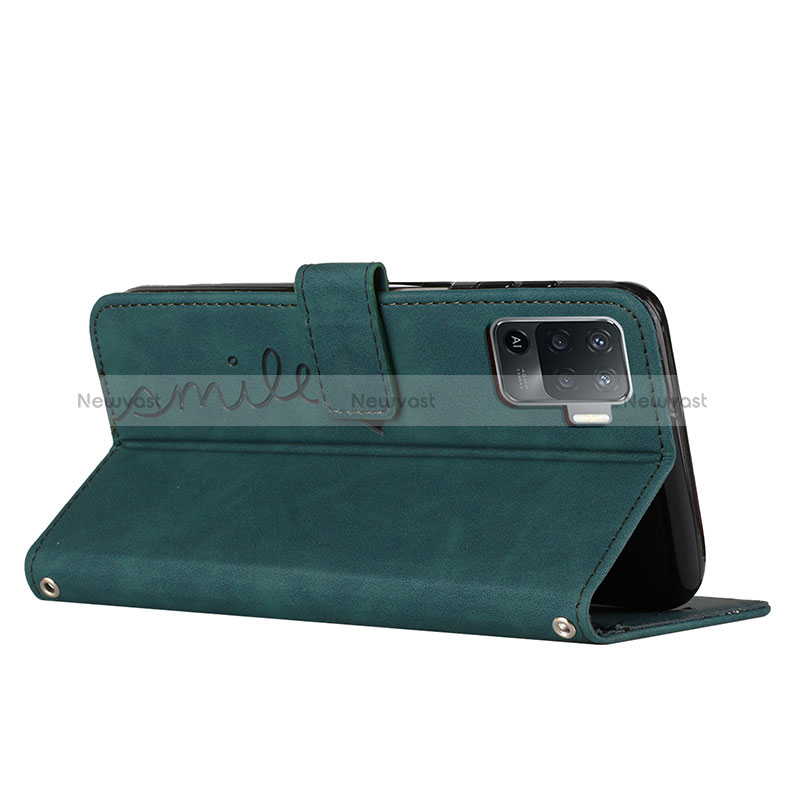 Leather Case Stands Flip Cover Holder Y03X for Oppo Reno5 Lite