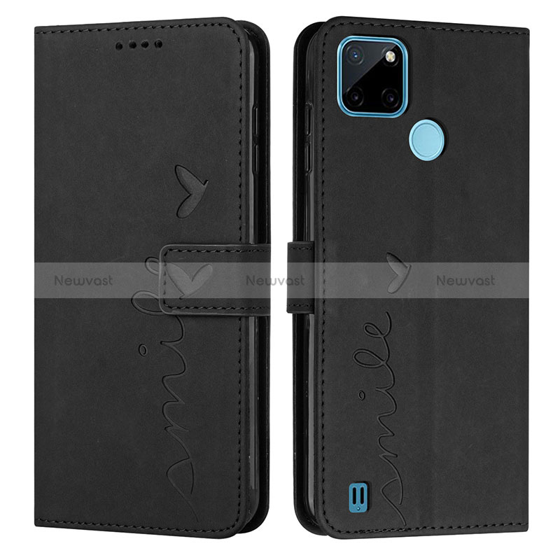 Leather Case Stands Flip Cover Holder Y03X for Realme C25Y Black