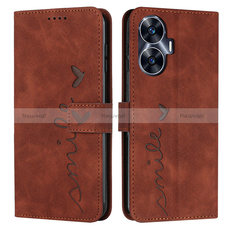 Leather Case Stands Flip Cover Holder Y03X for Realme C55