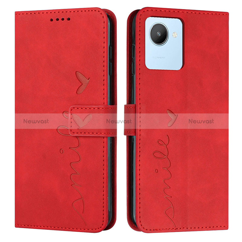 Leather Case Stands Flip Cover Holder Y03X for Realme Narzo 50i Prime Red