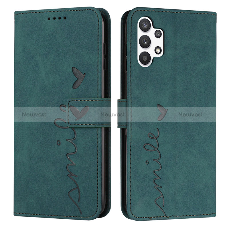 Leather Case Stands Flip Cover Holder Y03X for Samsung Galaxy A13 4G Green