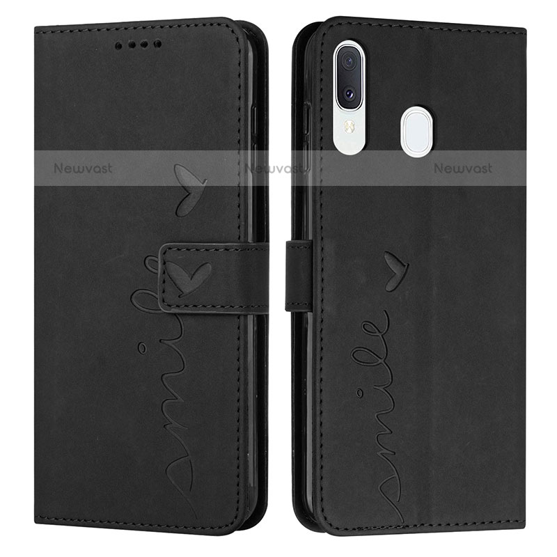 Leather Case Stands Flip Cover Holder Y03X for Samsung Galaxy A20