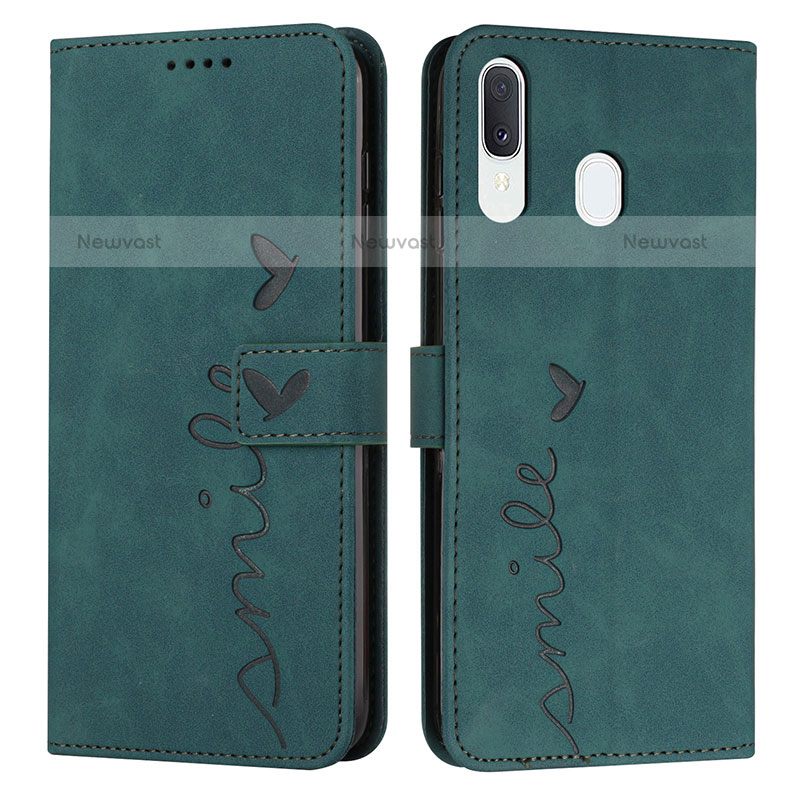 Leather Case Stands Flip Cover Holder Y03X for Samsung Galaxy A20