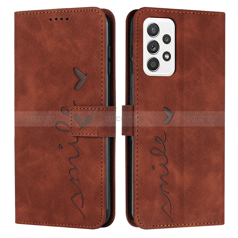 Leather Case Stands Flip Cover Holder Y03X for Samsung Galaxy A72 5G Brown