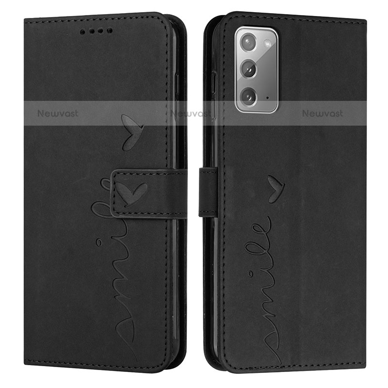 Leather Case Stands Flip Cover Holder Y03X for Samsung Galaxy Note 20 5G Black