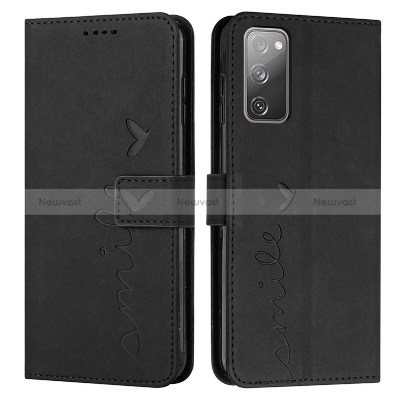 Leather Case Stands Flip Cover Holder Y03X for Samsung Galaxy S20 FE 4G Black