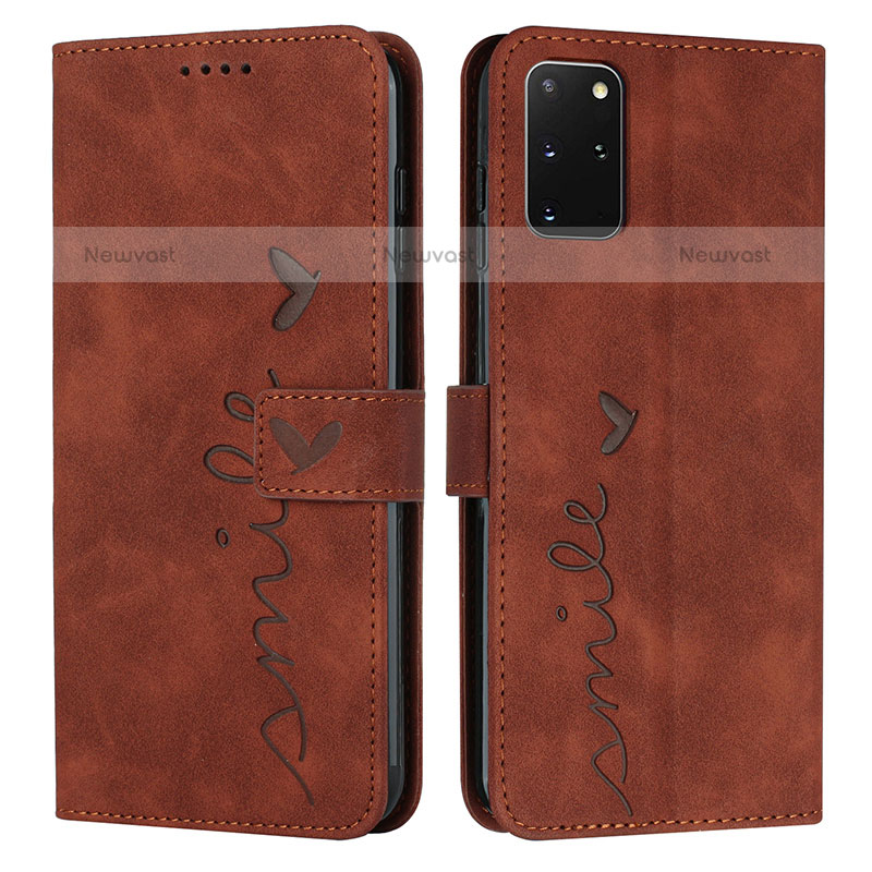 Leather Case Stands Flip Cover Holder Y03X for Samsung Galaxy S20 Plus 5G Brown