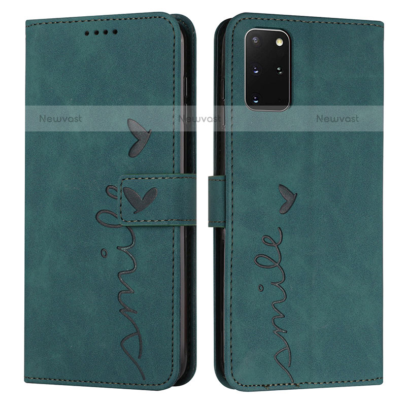 Leather Case Stands Flip Cover Holder Y03X for Samsung Galaxy S20 Plus 5G Green