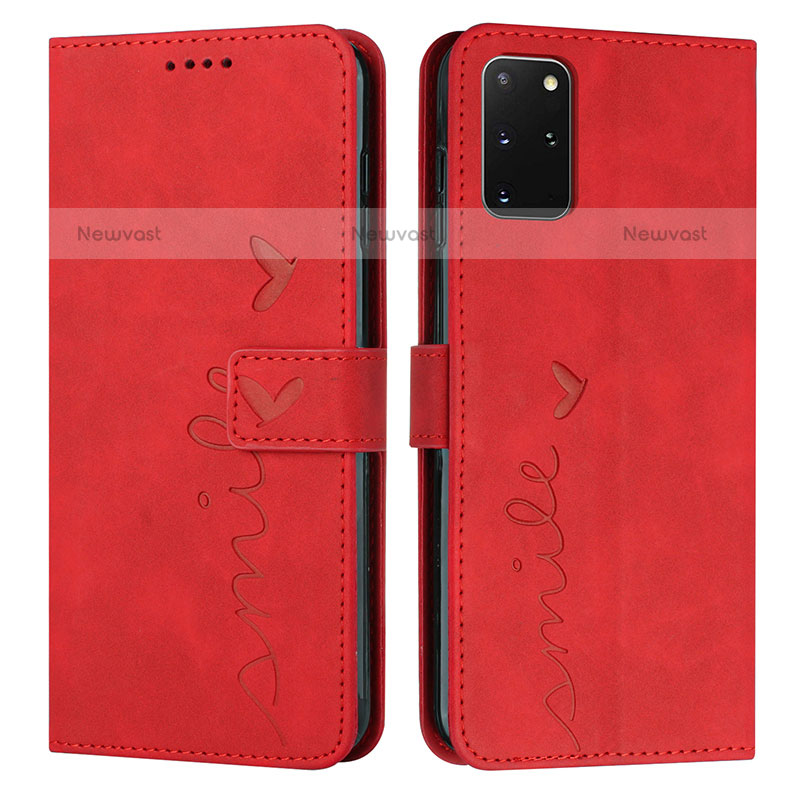 Leather Case Stands Flip Cover Holder Y03X for Samsung Galaxy S20 Plus Red