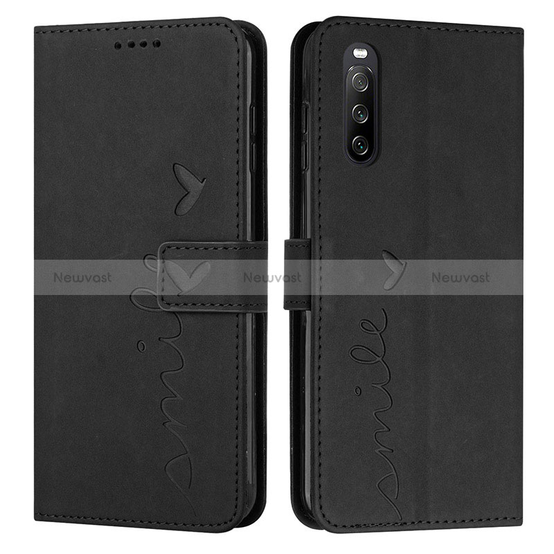 Leather Case Stands Flip Cover Holder Y03X for Sony Xperia 10 IV Black