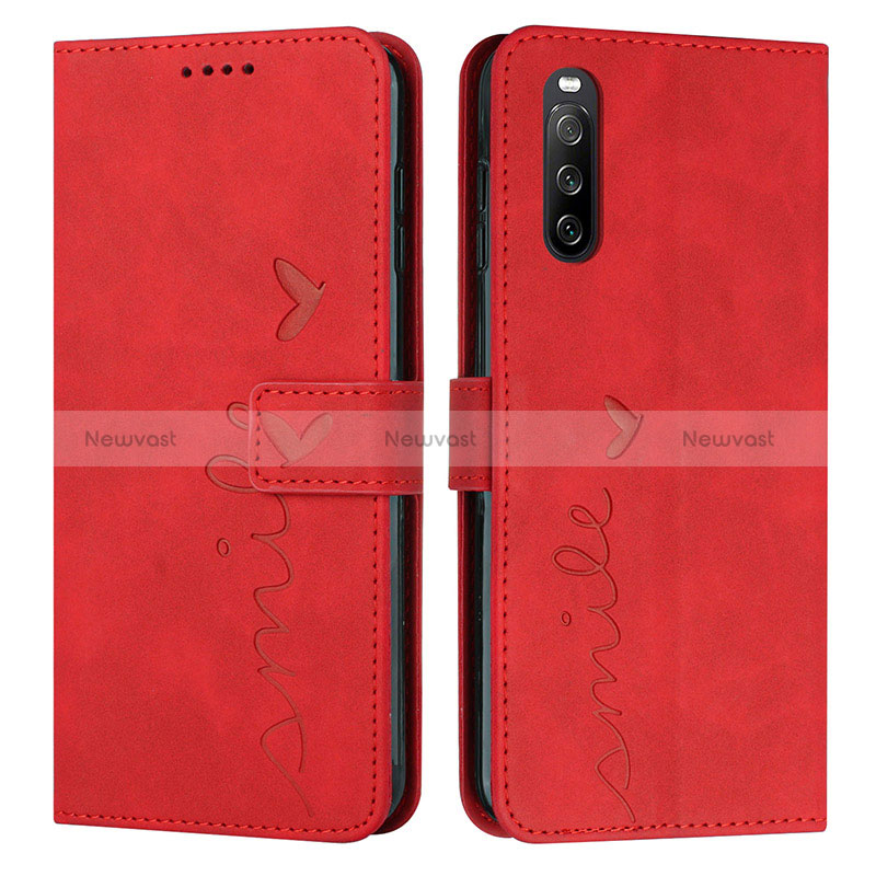 Leather Case Stands Flip Cover Holder Y03X for Sony Xperia 10 IV Red