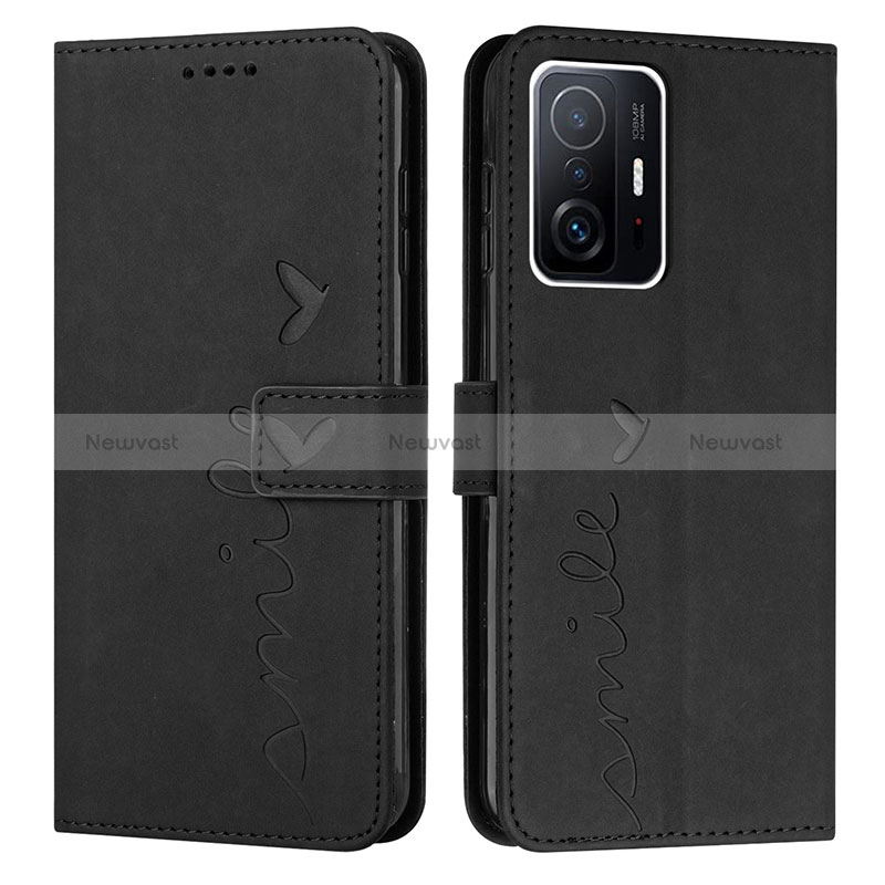 Leather Case Stands Flip Cover Holder Y03X for Xiaomi Mi 11T Pro 5G Black