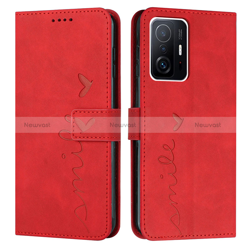 Leather Case Stands Flip Cover Holder Y03X for Xiaomi Mi 11T Pro 5G Red