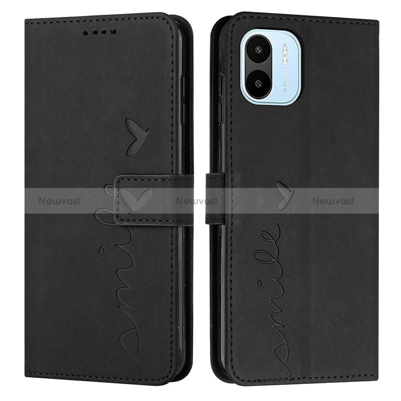 Leather Case Stands Flip Cover Holder Y03X for Xiaomi Poco C51 Black