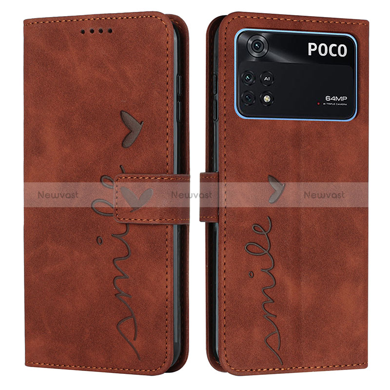 Leather Case Stands Flip Cover Holder Y03X for Xiaomi Poco M4 Pro 4G