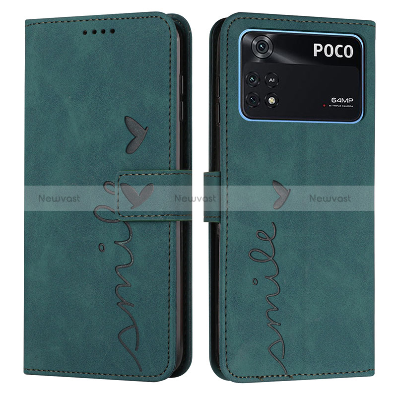 Leather Case Stands Flip Cover Holder Y03X for Xiaomi Poco M4 Pro 4G