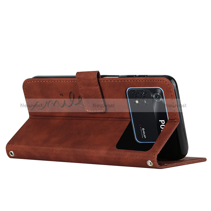 Leather Case Stands Flip Cover Holder Y03X for Xiaomi Poco M4 Pro 4G