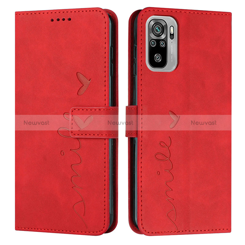 Leather Case Stands Flip Cover Holder Y03X for Xiaomi Poco M5S Red