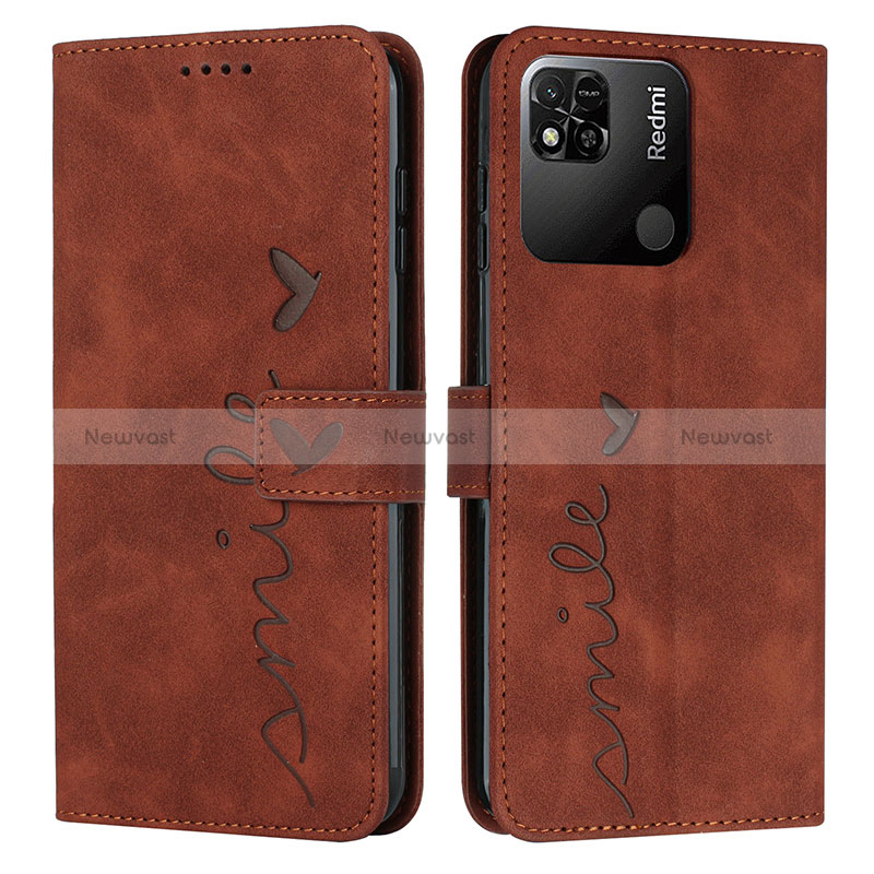 Leather Case Stands Flip Cover Holder Y03X for Xiaomi Redmi 10 Power Brown