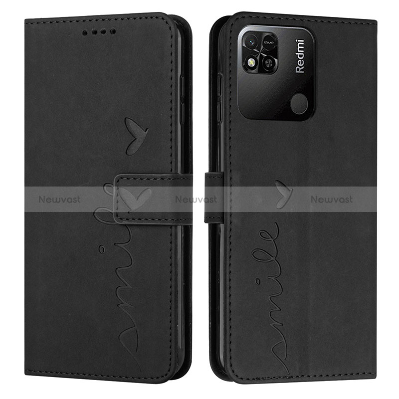 Leather Case Stands Flip Cover Holder Y03X for Xiaomi Redmi 10C 4G Black