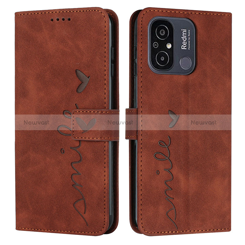 Leather Case Stands Flip Cover Holder Y03X for Xiaomi Redmi 11A 4G Brown