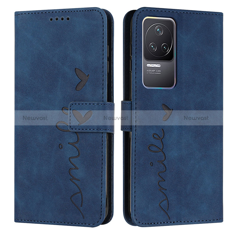 Leather Case Stands Flip Cover Holder Y03X for Xiaomi Redmi K50 5G Blue